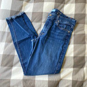 7 For All Mankind Women's Blue Wash Mid Rise The Ankle Skinny Jeans Sz 31 Regula